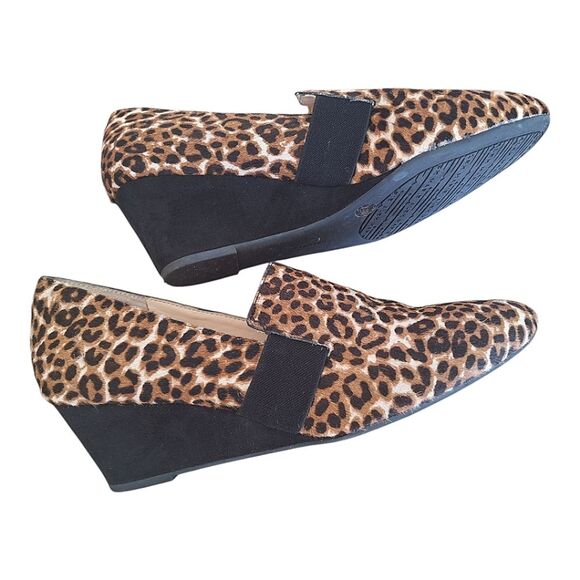 Alex Marie Wedge Kindee Calf Hair Leopard Print Almond Toe Slip-On Shoes 8.5 - Picture 1 of 16